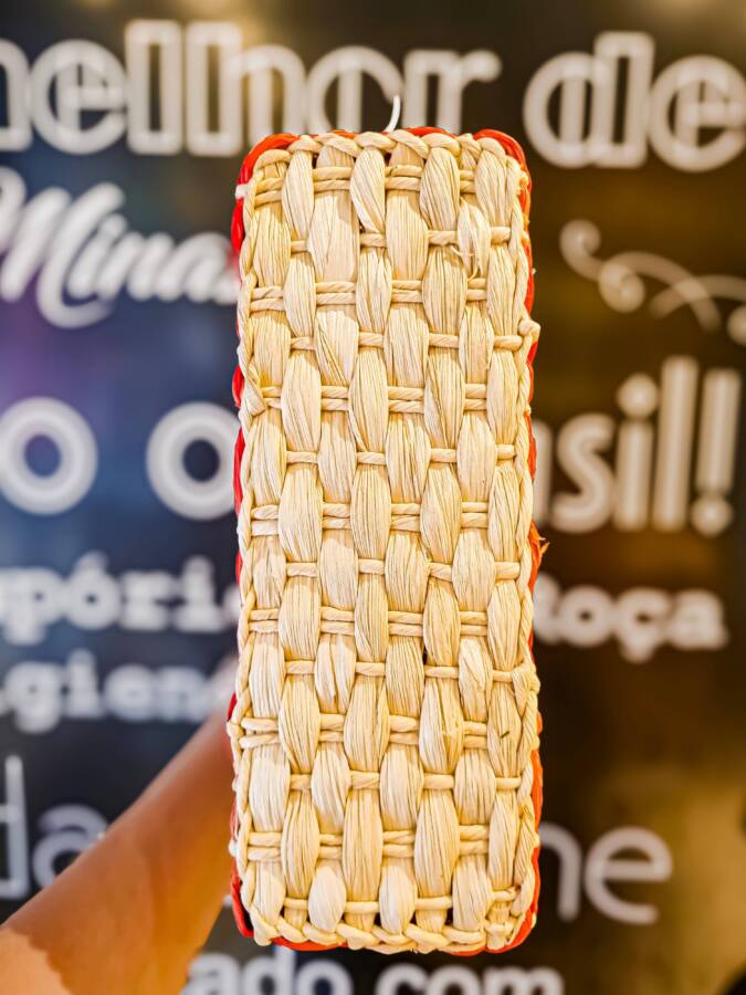 Bolsa de Palha Pequena Com Detalhe Colorido Artesanal - Imagem 3